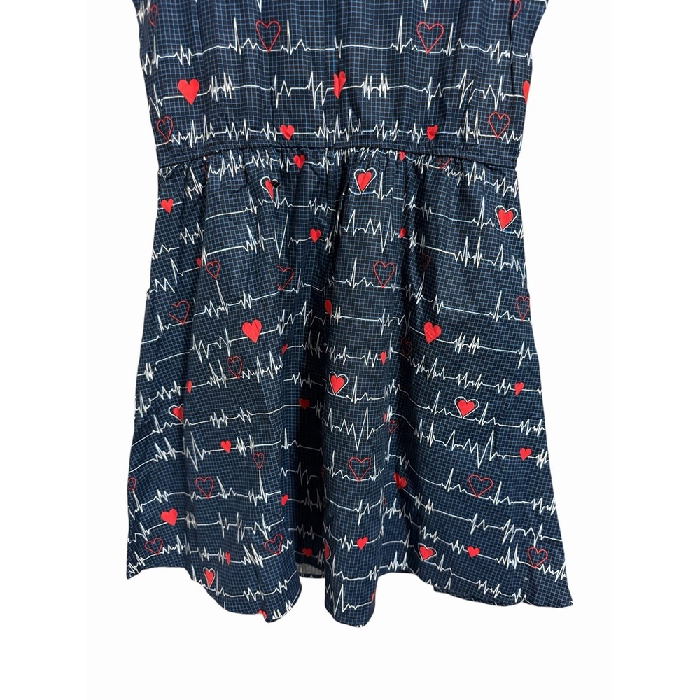 Retrolicious EKG Heart Beat Pattern‎ A-Line Dress Navy Blue Women's Size Large - Picture 5 of 8